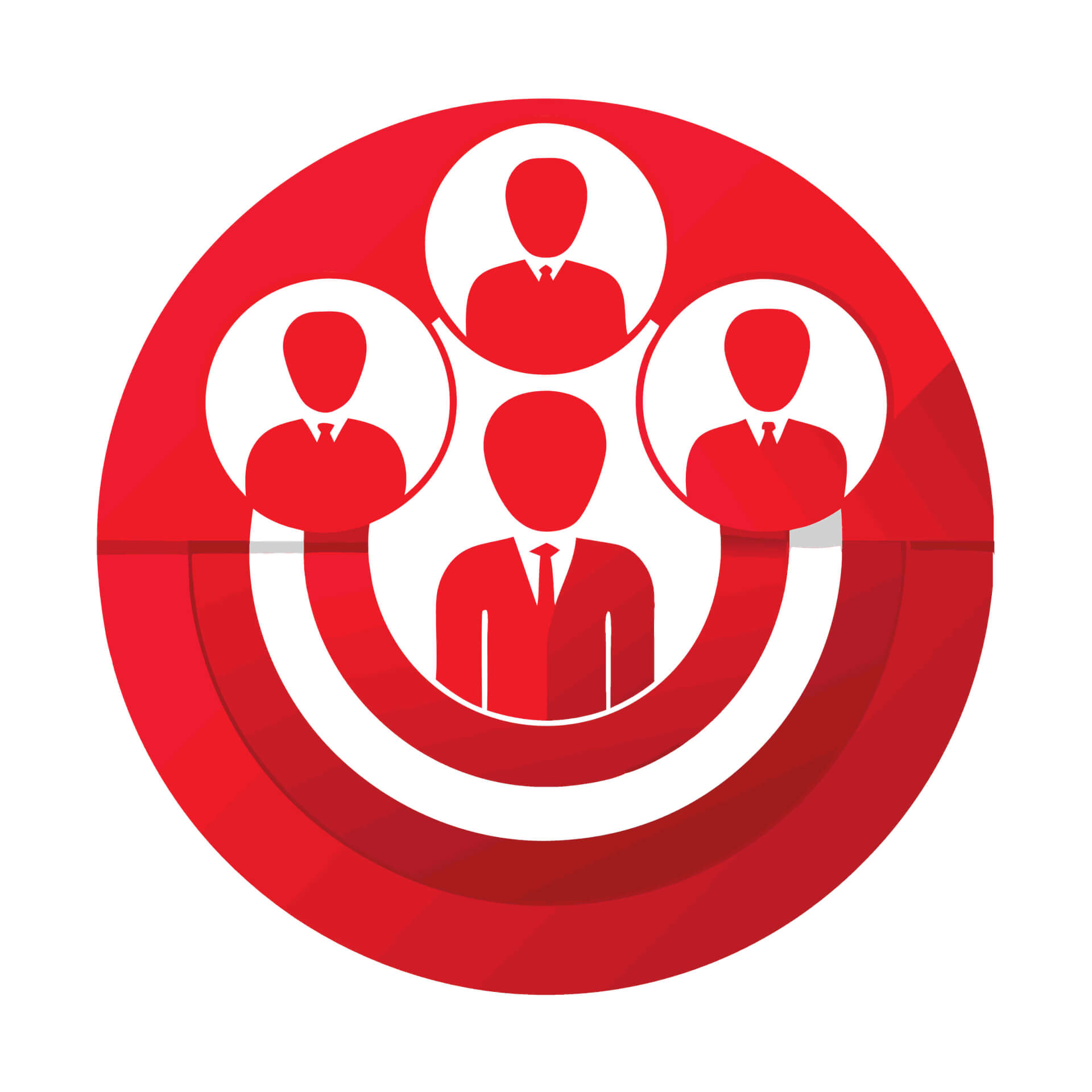 Illustration of a giant target in red, with several user silhouettes on it, symbolizing targeting.