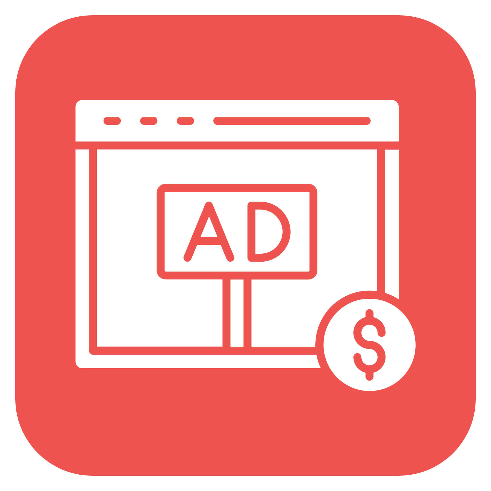 Illustration of an Ad Symbol in red and white.